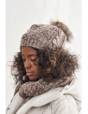 Dark brown winter set, hat and scarf C40 - Online store - Boutique